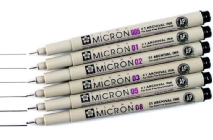 Sakura Micron Pen Black (6 Ultra -Fine Nib Size) Chemically Stable, Waterproof and Fade Resistant (pack of 6)