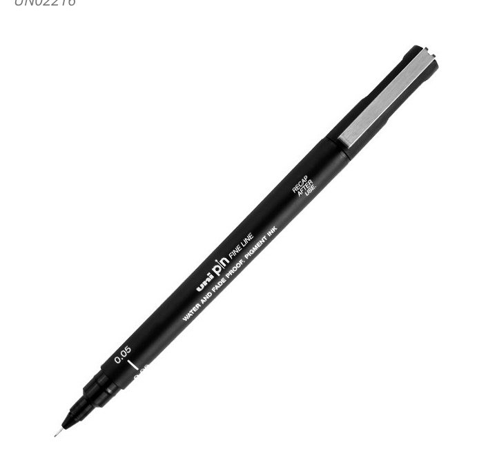 Uni Pin Fine Liner Pen Black 0.05 (Waterproof and Fade-proof Pigment ink)