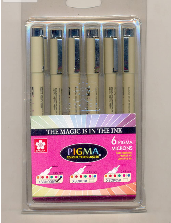 Sakura Pigma Micron Pen Multicolour (pack of 6)