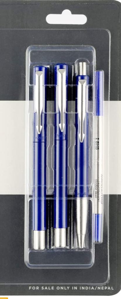 Parker Vector Standard Fountain Pen, Roller Ball Pen And Ball Pen - (Blue)