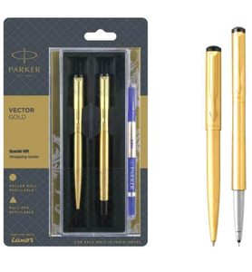 Parker Vector Gold Set Of 2 Pen(Roller Ball Pen,Ball pen ,With Refill)