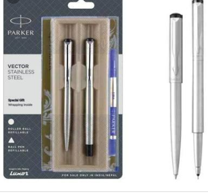 Parker Vector Stainless Steel Set Of 2 pen (Roller Ball Pen, Ball Pen)