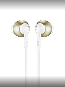 JBL T205BT Pure Bass Wireless Metal Earbud Headphones with Mic (Gold)