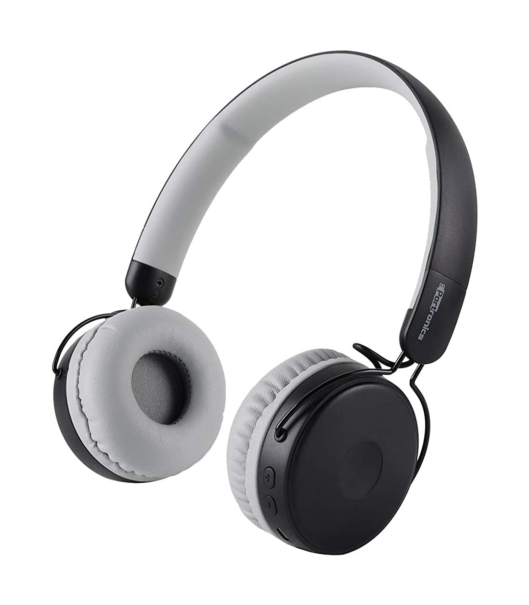 Portronics Muffs M POR 1073 Wireless Bluetooth 5.0 Stereo On Ear Headphones with Immersive Stereo Sound Hands Free Mic AUX Port Grey