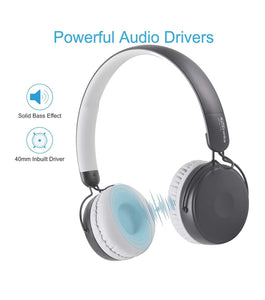 Portronics Muffs M POR-1073 Wireless Bluetooth 5.0 Stereo On-Ear Headphones with Immersive Stereo Sound, Hands Free Mic & AUX Port (Grey)