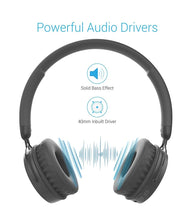 Load image into Gallery viewer, Portronics Muffs M POR-317 Wireless Bluetooth 5.0 Stereo On-Ear Headphones with Immersive Stereo Sound, Hands Free Mic &amp; AUX Port (Black)
