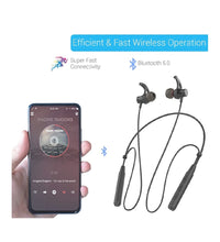 Load image into Gallery viewer, Portronics Harmonics 222 HD Stereo Wireless Bluetooth 5.0 Sports Headset with High Bass, Powerful Audio Drivers and One Touch Voice Assistant for All Android &amp; iOS Devices (Black)
