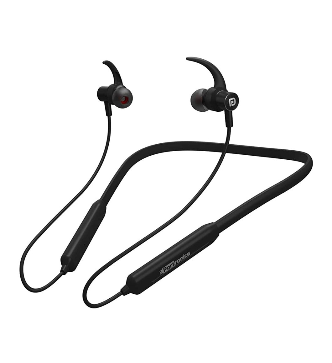 Portronics Harmonics 216 HD POR-279 Stereo Wireless Bluetooth 5.0 Sports Headset with High Bass, Powerful Audio Drivers and Noise Reduction for All Android & iOS Devices (Black