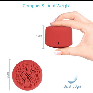 Portronics PICO Bluetooth 5.0 Personal Mini Portable Stereo Speaker with TWS, Crisp, Loud and Clear 3W, Red