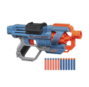 NERF Elite 2.0 Commander Rd-6 Blaster, 12 Darts, 6-Dart Rotating Drum, Tactical Rails,Plastic,Multicolor