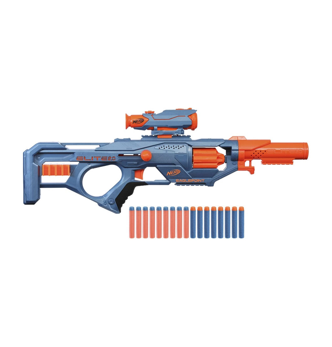 Nerf Elite 2.0 Eaglepoint RD-8 Blaster,8-Dart Drum, Detachable Scope and Barrel, 16 Nerf Darts, Bolt Action