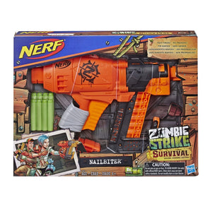 NERF Nailbiter Zombie Strike Toy Blaster, 8 Official Zombie Strike Elite Darts, 8-Dart Indexing Clip, Survival System, for Kids Ages 8 and up,Plastic,Multicolor