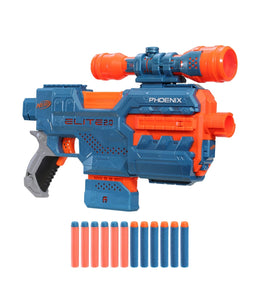 NERF Elite 2.0 Phoenix Cs-6 Motorized Blaster, 12 Darts, 6-Dart Clip, Scope, Tactical Rails