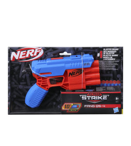 Nerf Alpha Strike Fang QS-4 Toy Blaster, 4-Dart Blasting Fire 4 Darts in a Row, 10 Official Nerf Elite Darts Easy Load-Prime-Fire, Toys for Kids, Teens, Adults, Boys and Girls, Outdoor Toys