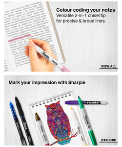 Sharpie S-Note Assorted Creative Markers | Chisel Tip |Art Supplies for Artists|Stationery Items for School |Pack of 6