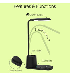 Portronics Brillo II Lamp with Wireless Charging (Black)