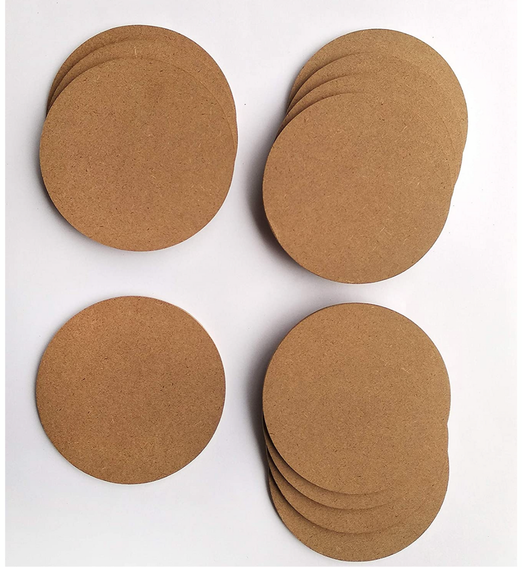 Plain Round MDF Coasters Set of 12- for Activity - decoupage - DIY Circle MDF Coasters - Circle