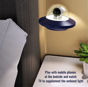 Astronaut UFO Flying Saucer Night Light Reading Lamp USB LED Night Light Atmosphere Light for Bedroom Bedside Kids Room (Blue)