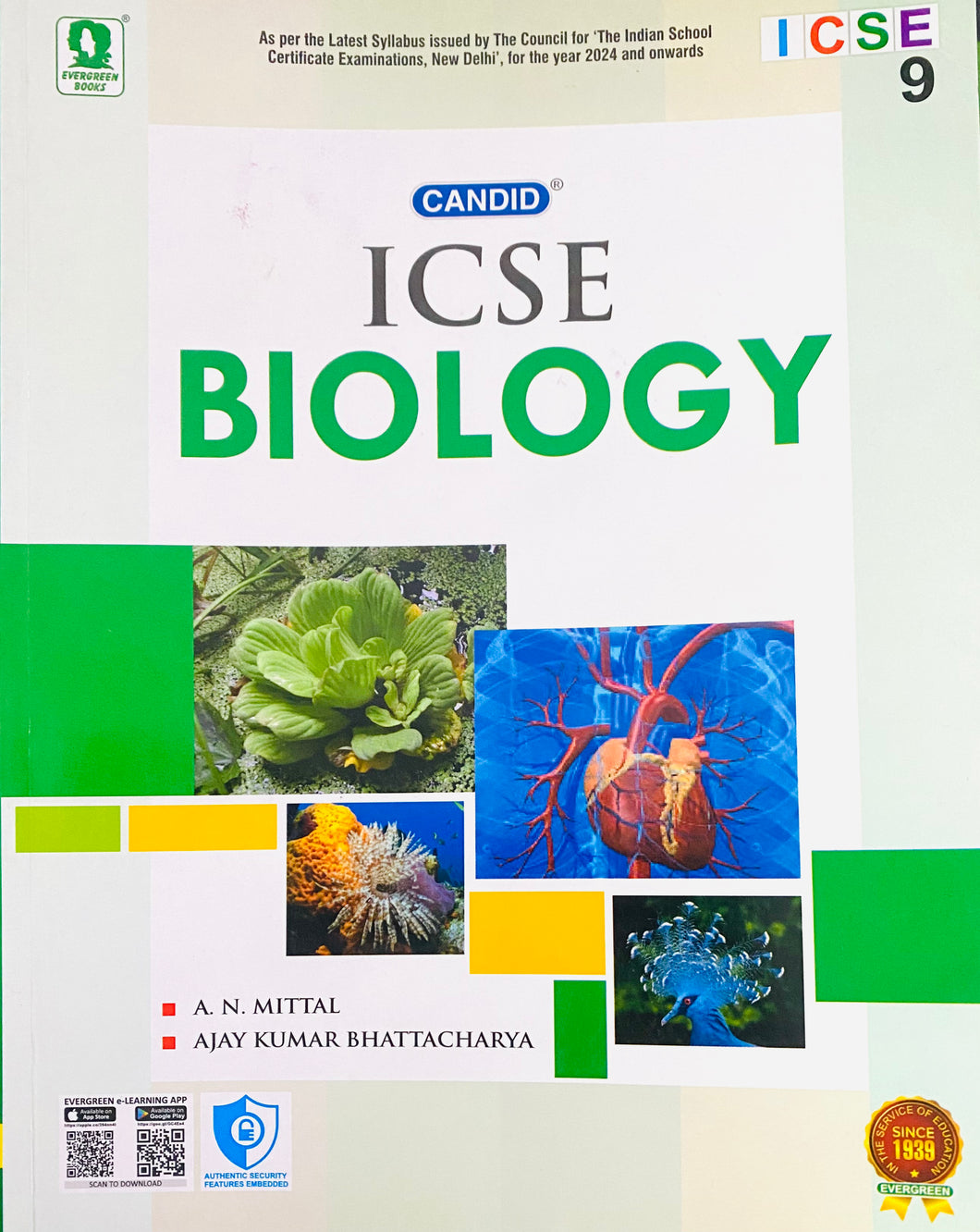 Evergreen ICSE Text book in Biology : For 2024  Examinations(CLASS 9 )