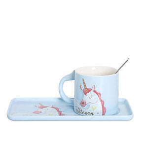 Unicorn Mug Gift / Ceramic Unicorn Milk Mug / Unicorn Gift / Unicorn Coffee Mug with Saucer ( 1 Set Random Colors)