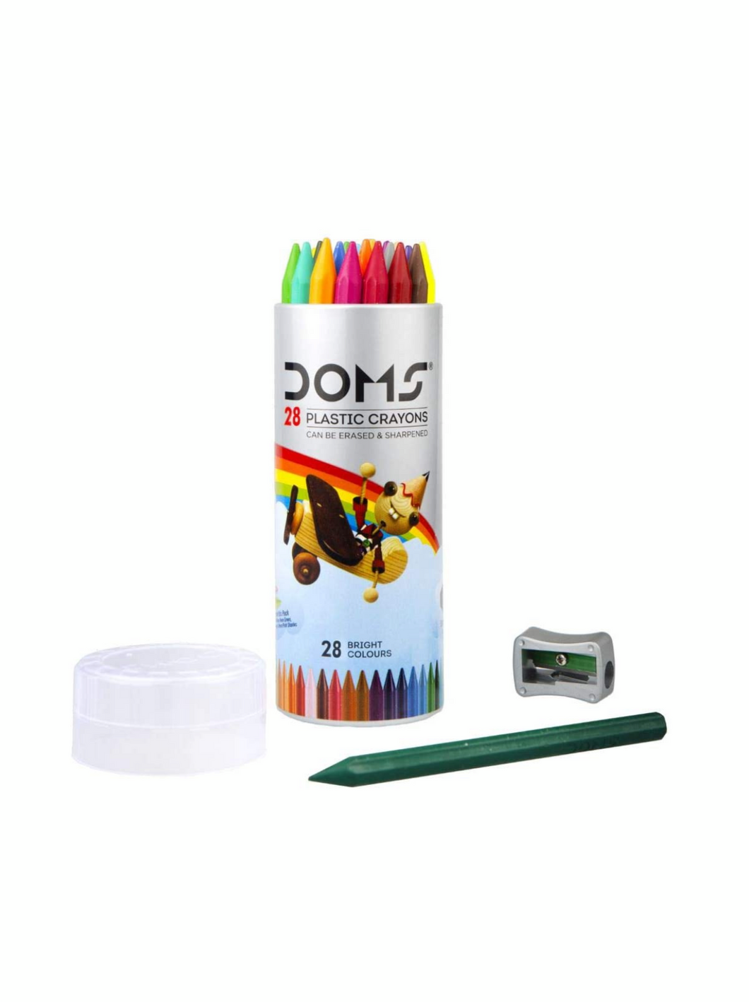 DOMS Plastic Crayon 28 Shades Round Tin