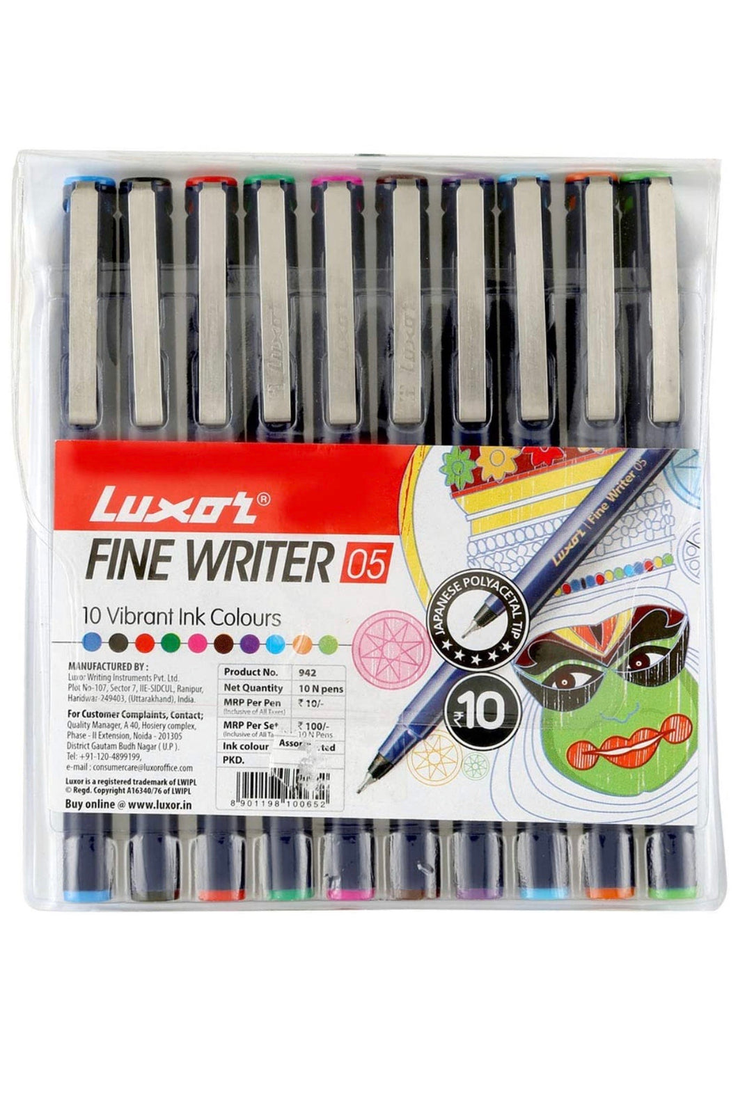 Luxor Finewriter Assorted color (Pack of 10 Pen)