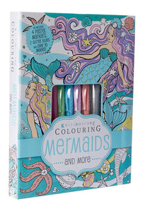 KALEIDOSCOPE COLORING MERMAIDS BOOK KIT NIB WITH PASTEL MARKERS