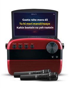 Saregama Carvaan Karaoke - Portable Music Player with 5000 Pre-Loaded Songs, FM/BT/AUX (Metallic Red)