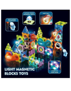 Light Magnetic Tiles- Building Blocks for Kids 3D STEAM Educational Toys, Magnetic Marble Run/ Toys for Kids Age 3 +Year Old Boys Girls Creative Gift (75 pcs, Multicolor)