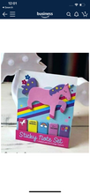 Load image into Gallery viewer, Unicorn Sticky Note Set 1 Jumbo + Mini 5 Sticky tabs I Flags I Adhesive Sheets I Self-Stick Notes (120 stickies)
