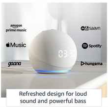Load image into Gallery viewer, All-new Echo Dot (4th Gen) with clock | Next generation smart speaker with improved bass, LED display and Alexa (White)
