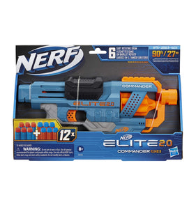 NERF Elite 2.0 Commander Rd-6 Blaster, 12 Darts, 6-Dart Rotating Drum, Tactical Rails,Plastic,Multicolor