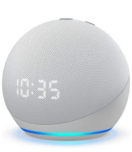 Load image into Gallery viewer, All-new Echo Dot (4th Gen) with clock | Next generation smart speaker with improved bass, LED display and Alexa (White)
