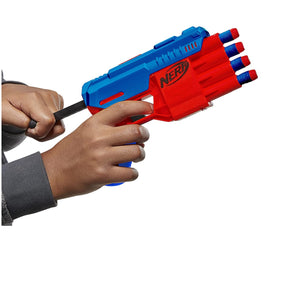 Nerf Alpha Strike Fang QS-4 Toy Blaster, 4-Dart Blasting Fire 4 Darts in a Row, 10 Official Nerf Elite Darts Easy Load-Prime-Fire, Toys for Kids, Teens, Adults, Boys and Girls, Outdoor Toys