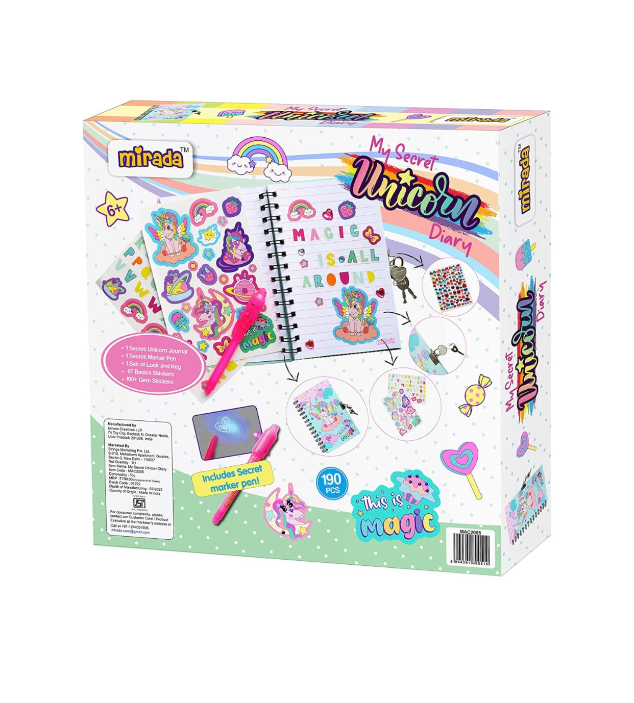 Mirada Art & Craft My Secret Unicorn Diary, Ideal Gift for Girls, 6+ ( –  Universal Knowledge World- UKW