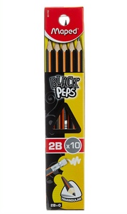 Maped Black Peps 2B Triangular Pencils, Pack of 10